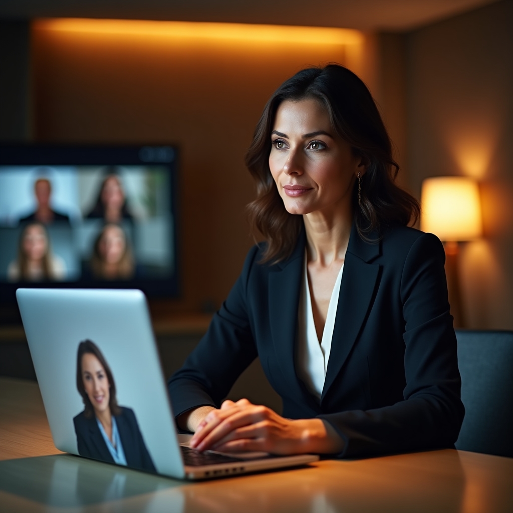 Șase antreprenoare participă la o sesiune de mentoring online, vizibile într-o grilă video